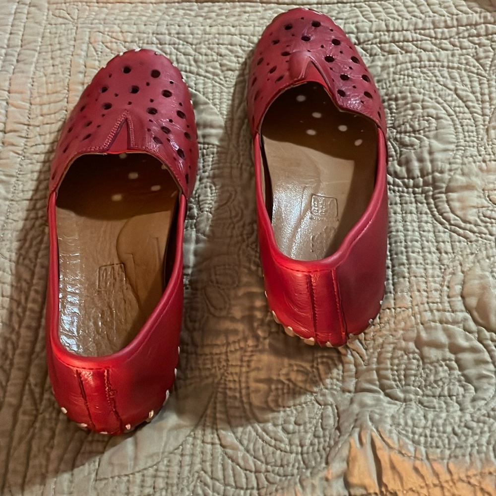 Spring Step Fusaro Perforated Red Leather Loafer Handmade size 38 (7.5-8)